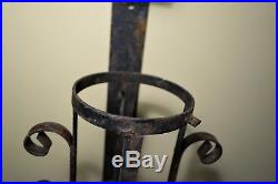 Antique Wrought Iron Mission Gothic Wall Sconce Candle Holder Arts Crafts