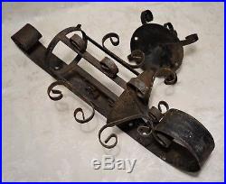 Antique Wrought Iron Mission Gothic Wall Sconce Candle Holder Arts Crafts