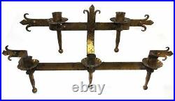 Antique Wrought Iron Mortuary Church Wall Candelabra Candle Holder Sconce