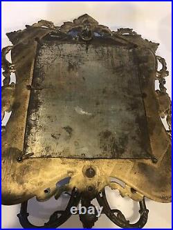 Antique brass/gold plated candle holder mirror, victorian wall art