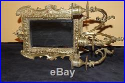 Antique french castle napoleon 3 figural light wall mirror candle holder sconces