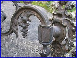 Antique heavy brass wall candle holder sconce from England