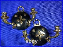 Antique made in Sweden brass wall candleholders