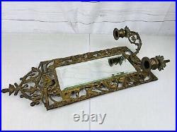 Antique mirror With Double Candle Holder Wall Scones Vintage Decor