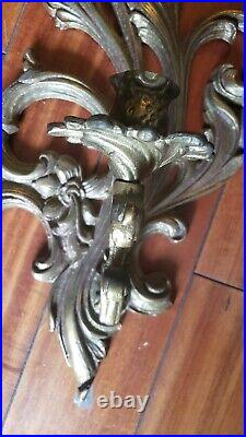 Antique old / vtg beautiful wall sconces- brass candle holders