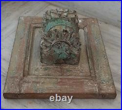 Antique old wooden floral candle holder wall hanging stand rustic reclaimed wood
