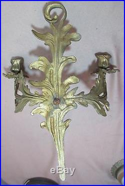 Antique ornate brass rococo style wall candle holder wall sconce fixture