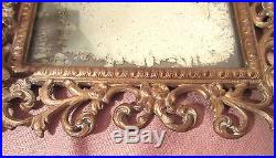 Antique ornate gold gilded bronze brass wall mirror candle holder sconce fixture