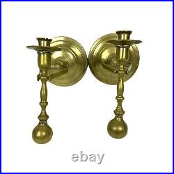 Antiqued Brass Heavy Nautical Ship Wall Sconces Swivel Taper Candle Holders Vtg