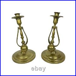Antiqued Brass Heavy Nautical Ship Wall Sconces Swivel Taper Candle Holders Vtg