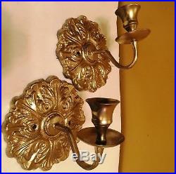 Architectural Salvage Pair of Antique Cast iron Gold Wall Candle Holders Sconce