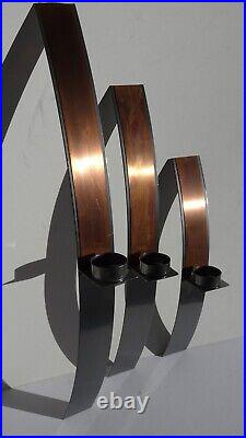 Aristo Home & Garden Steel Copper Modern Arched Wall Mount 3 Set Candle Holders