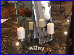 Art Deco Candlestick (Pair) Wall Candle Holder Mirrored Sconce Rare And Unique
