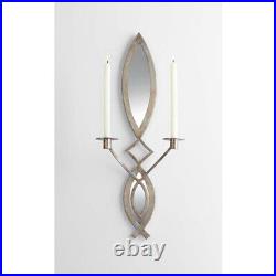 Art Deco Candlestick Wall Candle Holder Mirrored Sconce Silver Metal