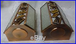 Art Deco PARTY LITE Wall Sconce Fixtures Candle Holder Stained Glass Mirror Lamp