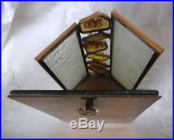 Art Deco PARTY LITE Wall Sconce Fixtures Candle Holder Stained Glass Mirror Lamp