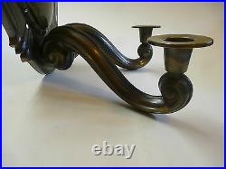 Art Nouveau 2 Wall Mounted Candle Holder Sticks Brass Patinised Um 1910