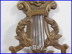 Art Nouveau Brass Bronze Wall Candle Holder Sconce Face, Harp