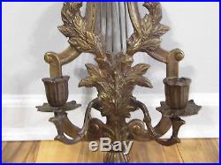 Art Nouveau Brass Bronze Wall Candle Holder Sconce Face, Harp