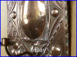 Art Nouveau Copper Wall Sconce Candle Holder Lamp English