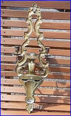 Art Nouveau DBL Arm Candle Holder Wall Sconce Putti Cherub Set & Framed Pictures