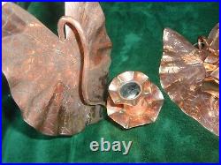 Arts and Crafts Copper Lily Pad Wall Sconces Candle Holder 1884 W A S Benson