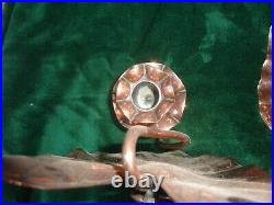 Arts and Crafts Copper Lily Pad Wall Sconces Candle Holder 1884 W A S Benson