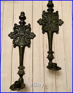 Awesome Set Gothic Medieval Wall Sconces Black Metal Iron Wrought Candle Holders