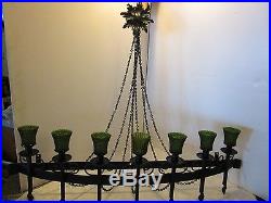 BLACK METAL WALL MEDALLION With 7 Chain CANDLE VOTIVE HOLDER 41.75 RETRO GOTH