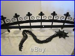 BLACK METAL WALL MEDALLION With 7 Chain CANDLE VOTIVE HOLDER 41.75 RETRO GOTH
