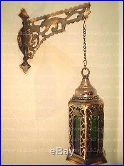 BR72 Egyptian Wall Mount Cast Brass Hanging Lamp Candle Holder WithDeco Bracket