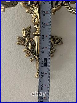 Beautiful Antique Brass Angel Motif Wall Sconce Candle Holder