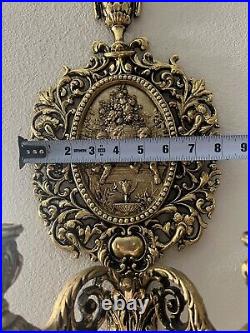 Beautiful Antique Brass Angel Motif Wall Sconce Candle Holder