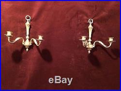 Beautiful Vintage Pair (2) of Brass Wall Candle Holders with 2 Arms