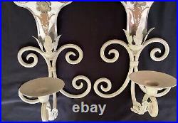 Beautiful pair of vintage wrought iron Mirror Wall Scone Candle Holders EXC