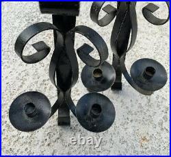 Black Curved Metal Two Candle Holder Wall Sconce
