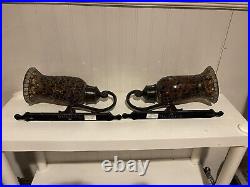 Bombay & Company vintage brass candle holders pair wall sconces