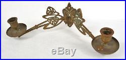 Brass Candle Wall Sconce 2 Swing Arm Art Nouveau Fixture Holder