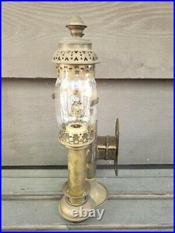 Brass Double Candle Sconce Holder Wall Mount Lamp Light RailRoad Train Ship Vtg