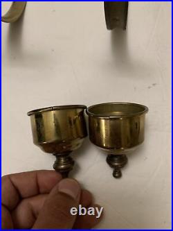 Brass Eagle Sconces With Hurricane Glass Pair Candlesticks Holders Wall 14 VTG