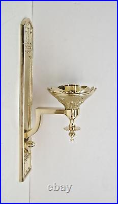 Brass Gothic Consecration Candlesticks Church Wall Mount Candle Holders (#191)