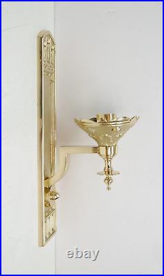 Brass Gothic Consecration Candlesticks Church Wall Mount Candle Holders (#191)