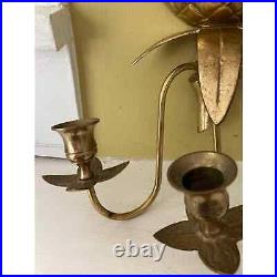 Brass Pineapple Candle Wall Sconce Candle Holder Hollywood Regency