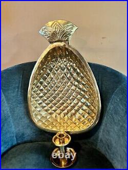 Brass Pineapple Wall Sconce Candle Welcome Hollywood Glam Boho Large Detailed