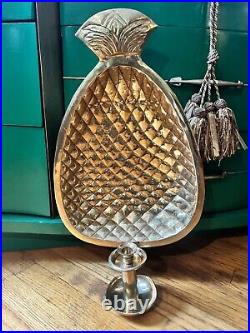 Brass Pineapple Wall Sconce Candle Welcome Hollywood Glam Boho Large Detailed