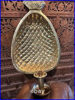 Brass Pineapple Wall Sconce Candle Welcome Hollywood Glam Boho Large Detailed