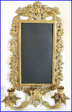 Brass Sconce 11 X 18 Picture Mirror Frame Candle Holders NO Mirror