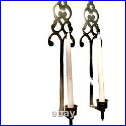 Brass Wall Mounted Candle Holders 21x5x4 Elegant Pair