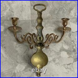 Brass Wall Sconces, Double Candlestick Holders