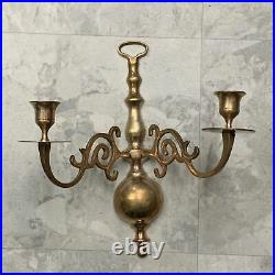 Brass Wall Sconces, Double Candlestick Holders